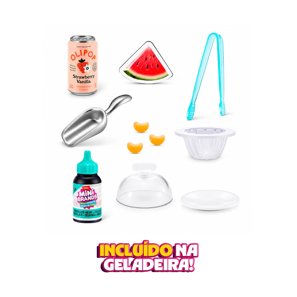 Kit Geladeirinha + 5x Cápsulas Surpresa Mini Brands Fill The Fridge