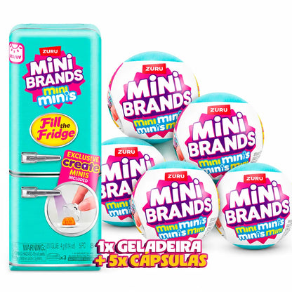 Kit Geladeirinha + 5x Cápsulas Surpresa Mini Brands Fill The Fridge
